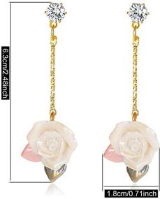 img 3 attached to 🌹 ANDPAI 14k Gold Acrylic Rose Flower Dangle Earrings: Hypoallergenic Pink and White Floral Petal Studs with Zircon - Perfect Statement Jewelry for Women and Girls