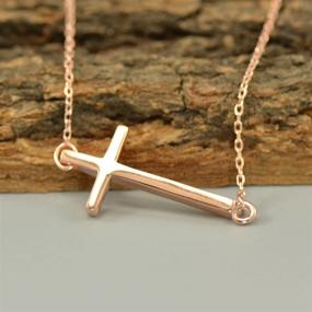 img 1 attached to Exquisite Paialco Sterling Silver Sideways Cross Necklace: Perfect for Women