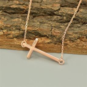 img 2 attached to Exquisite Paialco Sterling Silver Sideways Cross Necklace: Perfect for Women