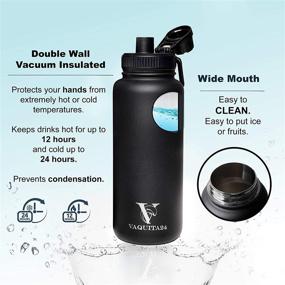 img 2 attached to 🥤 VAQUITA24 Stainless Steel Insulated Water Bottle, 32 oz. Cold Water Flask with Lid Replacement for Hot and Cold Drinks