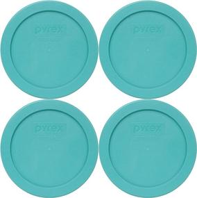 img 1 attached to 🔵 Pyrex 7200-PC Turquoise Round Plastic Food Storage Replacement Lid (4) - Secure and Convenient Storage Solution for Your Pyrex Containers