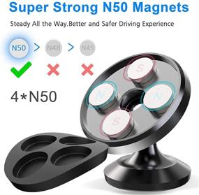 img 3 attached to 📱 Salex Magnetic Cell Phone Holder: 360 Degree Rotation Kit for Car Dashboard and Windshield. Universal Swivel Mount (with 2 Metal Plates) for Men. Compatible with Devices up to 7 Inches [Silver]