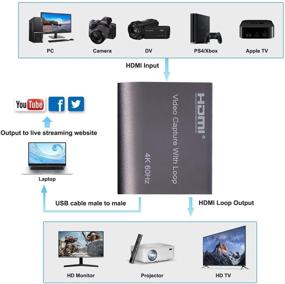 img 2 attached to 🎥 Видеокарта захвата HDMI высокого качества 4К 60 Гц - конвертер HDMI в USB3.0 с локальным отображением петли для прямого эфира, трансляций, записи видеоигр, камеры-камкордера DSLR.