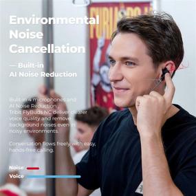 img 2 attached to 🎧 Tribit FlyBuds NC - Беспроводные наушники с активным шумоподавлением, Bluetooth 5.0, глубоким басом, 4 микрофонами ENC, управление сенсорным касанием, время работы до 35 часов для работы/дома/офиса.