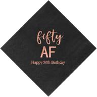 🎉 crisky 50th birthday napkins - elegant black rose gold design for women's 50th birthday celebration! cocktail napkins, beverage napkins and cake table decorations set - 50 count, 3-ply quality logo