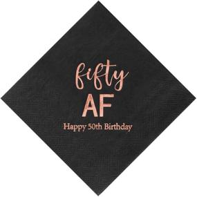 img 4 attached to 🎉 Crisky 50th Birthday Napkins - Elegant Black Rose Gold Design for Women's 50th Birthday Celebration! Cocktail Napkins, Beverage Napkins and Cake Table Decorations Set - 50 Count, 3-Ply Quality