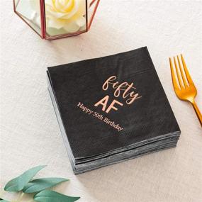 img 2 attached to 🎉 Crisky 50th Birthday Napkins - Elegant Black Rose Gold Design for Women's 50th Birthday Celebration! Cocktail Napkins, Beverage Napkins and Cake Table Decorations Set - 50 Count, 3-Ply Quality