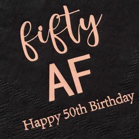 img 1 attached to 🎉 Crisky 50th Birthday Napkins - Elegant Black Rose Gold Design for Women's 50th Birthday Celebration! Cocktail Napkins, Beverage Napkins and Cake Table Decorations Set - 50 Count, 3-Ply Quality