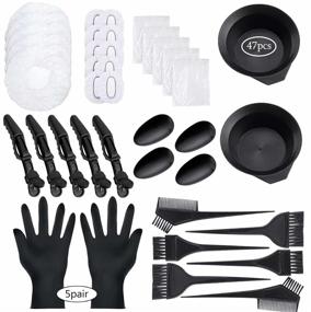 img 4 attached to 🎨 Complete 47-Piece Hair Dye Coloring Kit: Tinting Bowl, Dye Brush, Ear Cover, Gloves, Hair Dryers & More | DIY Salon-Quality Hair Coloring Tools