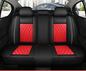 img 1 attached to 🚘 YOYOMAN 001 Faux Leather Car Seat Covers Full Set - Black & Red Leatherette Cushion Cover for Cars, SUVs, and Pick-up Trucks - Universal Fit Auto Interior Accessories, Ideal Gift