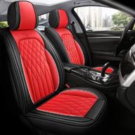 🚘 yoyoman 001 faux leather car seat covers full set - black & red leatherette cushion cover for cars, suvs, and pick-up trucks - universal fit auto interior accessories, ideal gift logo