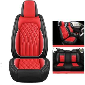 img 3 attached to 🚘 YOYOMAN 001 Faux Leather Car Seat Covers Full Set - Black & Red Leatherette Cushion Cover for Cars, SUVs, and Pick-up Trucks - Universal Fit Auto Interior Accessories, Ideal Gift