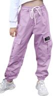 purple elastic drawstring jogger with multiple pockets - girls' clothing logo