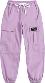 img 3 attached to Purple Elastic Drawstring Jogger with Multiple Pockets - Girls' Clothing