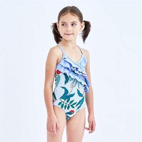 img 1 attached to 👙 Moon Tree Girls Ruffle One Piece Swimsuits - Swimwear for Beach & Pool - Sizes 2-14 Years