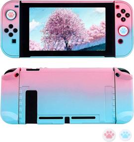 img 4 attached to 🐱 RHOTALL Protective Accessories Cover Case for Nintendo Switch - Dockable Case with Cat Claw Thumb Grips (Pink & Blue)