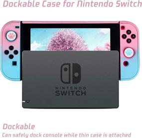 img 3 attached to 🐱 RHOTALL Protective Accessories Cover Case for Nintendo Switch - Dockable Case with Cat Claw Thumb Grips (Pink & Blue)