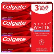 🦷 colgate optic white advanced teeth whitening toothpaste - fluoride, 2% hydrogen peroxide, vibrant clean, 3.2 ounce (3 pack) logo