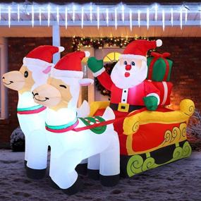 img 4 attached to 🏻 Joiedomi 6 Foot Wide Christmas Santa Sleigh Inflatable with LED Lights - Blow Up Inflatables for Christmas Party, Indoor and Outdoor Holiday Decorations, Yard, Garden, Lawn Décor.