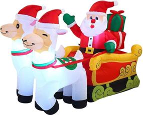 img 3 attached to 🏻 Joiedomi 6 Foot Wide Christmas Santa Sleigh Inflatable with LED Lights - Blow Up Inflatables for Christmas Party, Indoor and Outdoor Holiday Decorations, Yard, Garden, Lawn Décor.