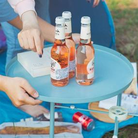 img 3 attached to Lomani Tray End Table - Foldable & Removable Round Side Table for Snacks, Indoor/Outdoor Use - Small Round Sofa Tray, Anti-Rust & Waterproof Coffee/Tea Table in Blue