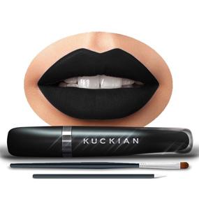 img 4 attached to 💄 DELETERIOUS, by Kuckian - Matte Black Goth Lipstick, Brush & Diamonds - Halloween - EXTENDED DURABILITY - Vegan & Cruelty Free