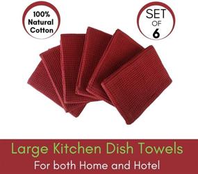 img 3 attached to 🔥 Premium Linen and Towel Dish Towels, 6-Pack 130 Thread Count Ring Spun Cotton Classic Waffle, Large 18"x28", Maroon Kitchen Dish Towels - Best Quality!
