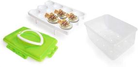 img 2 attached to 🥚 Delifur Green 2-Tier Deviled Egg Carrier and Fridge/Freezer Storage Container with Handle - Efficient Eggs Holder