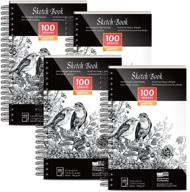 📓 agptek sketch book set - 4 packs, 400 sheets, 5.5 x 8.8 inches, spiral bound professional sketch book set, 68lb/100gsm, ideal for pens, pencils, pastels, charcoal, graphite, and crayon logo