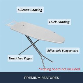 img 1 attached to 🔥 Silver Ironing Board Cover and Pad - 14x42 Inch Size, Adjustable Elastic Edge Fit, Extra Thick Padding, Heat Reflective, Wall Mounted, Easy Installation