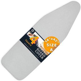 img 4 attached to 🔥 Silver Ironing Board Cover and Pad - 14x42 Inch Size, Adjustable Elastic Edge Fit, Extra Thick Padding, Heat Reflective, Wall Mounted, Easy Installation