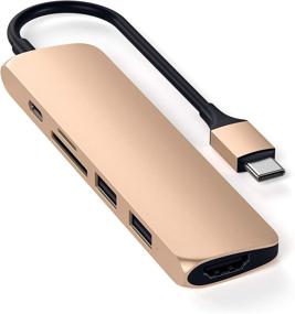 img 1 attached to 🔌 Satechi Slim Aluminum Type-C Multi-Port Adapter V2: Ultimate Connectivity for 2020 MacBook Pro & iPad Pro (Gold)