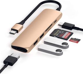 img 2 attached to 🔌 Satechi Slim Aluminum Type-C Multi-Port Adapter V2: Ultimate Connectivity for 2020 MacBook Pro & iPad Pro (Gold)