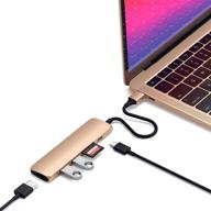 🔌 satechi slim aluminum type-c multi-port adapter v2: ultimate connectivity for 2020 macbook pro & ipad pro (gold) logo