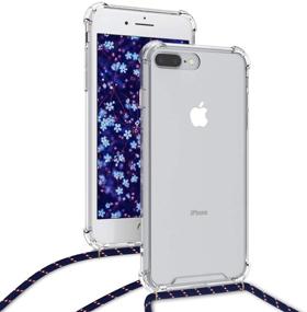 img 1 attached to kwmobile iPhone 7 Plus / 8 Plus Crossbody Case - Clear TPU Phone Cover with Lanyard Cord Strap - Transparent/Dark Blue/Red