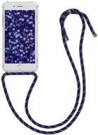 kwmobile iphone 7 plus / 8 plus crossbody case - clear tpu phone cover with lanyard cord strap - transparent/dark blue/red logo