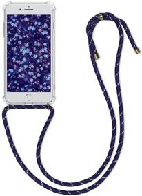 img 4 attached to kwmobile iPhone 7 Plus / 8 Plus Crossbody Case - Clear TPU Phone Cover with Lanyard Cord Strap - Transparent/Dark Blue/Red