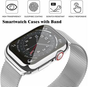 img 3 attached to 🔗 JuQBanke Metal Magnetic Bands for Apple Watch 44mm with Case - Stainless Steel Milanese Mesh Loop Strap Compatible with iWatch Series SE 6/5/4/3/2/3 for Women Men - Silver