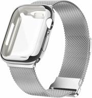🔗 juqbanke metal magnetic bands for apple watch 44mm with case - stainless steel milanese mesh loop strap compatible with iwatch series se 6/5/4/3/2/3 for women men - silver logo
