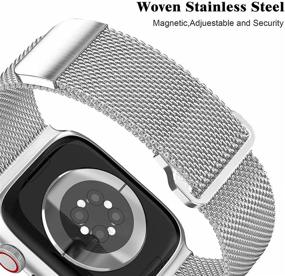 img 2 attached to 🔗 JuQBanke Metal Magnetic Bands for Apple Watch 44mm with Case - Stainless Steel Milanese Mesh Loop Strap Compatible with iWatch Series SE 6/5/4/3/2/3 for Women Men - Silver