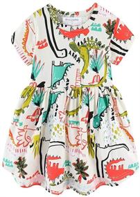 img 4 attached to 👗 Little Girls Summer Holiday Dresses with Cute Prints from the Mud Kingdom