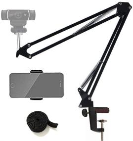 img 4 attached to 📹 Etubby Webcam Mount Phone Holder: A Flexible Scissor Arm Suspension Stand for Cellphones & Logitech Webcams