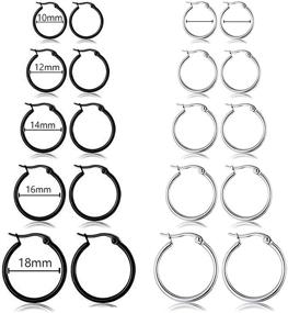 img 3 attached to 10 Pairs Small Hoop Earrings Set - Gold & Silver Stainless Steel for Women & Girls - 10 12 14 16 18MM GDSLLLM