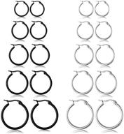 10 pairs small hoop earrings set - gold & silver stainless steel for women & girls - 10 12 14 16 18mm gdslllm logo