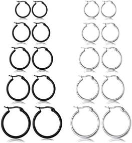 img 4 attached to 10 Pairs Small Hoop Earrings Set - Gold & Silver Stainless Steel for Women & Girls - 10 12 14 16 18MM GDSLLLM