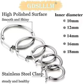 img 1 attached to 10 Pairs Small Hoop Earrings Set - Gold & Silver Stainless Steel for Women & Girls - 10 12 14 16 18MM GDSLLLM