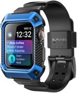 📱 прочный голубой чехол supcase [единорог-жук про] для часов apple watch series 7/6/se/5/4 с ремешками - максимальная защита! логотип