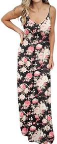 img 4 attached to 👗 PRIMODA Women's Summer Casual Sleeveless V Neck Maxi Long Dress with Adjustable Spaghetti Straps