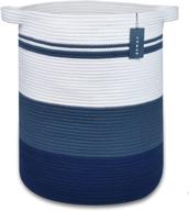 🧺 versatile xxxl cotton rope basket: large blanket, laundry, toy, and clothes storage - gradient blue логотип