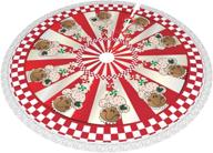 🎄 kadiman christmas retro gingerbread bakers tassel tree skirt: 48" holiday xmas tree mat for festive christmas decorations логотип